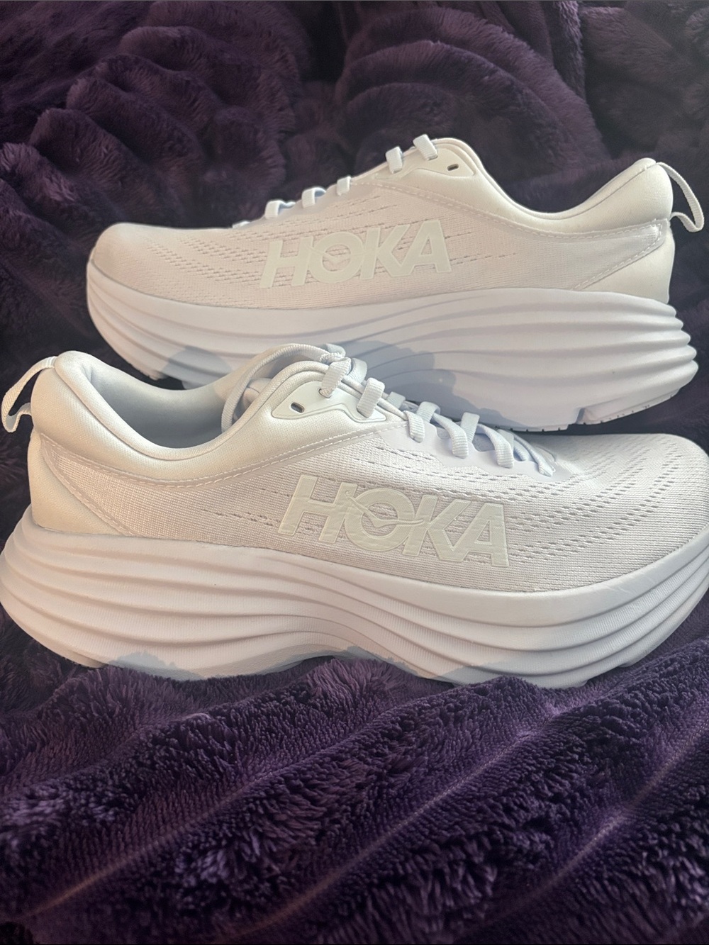 Hoka White Platform Athletic Sneakers